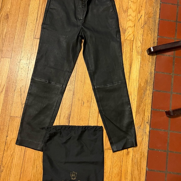 Massimo Dutti leather pants used once size 6 - Picture 3 of 10